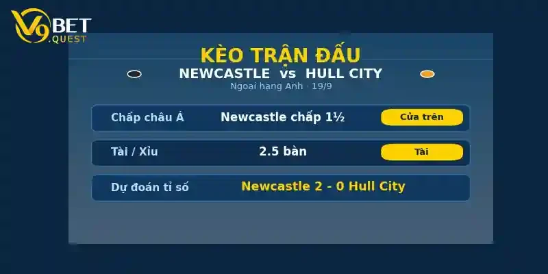 Kèo trận đấu Newcastle vs Hull City