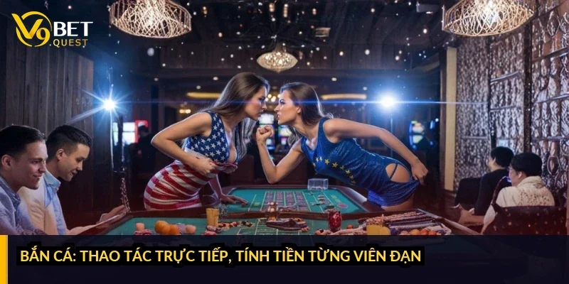 V9bet: cổng game đổi thưởng, link vào và ưu đãi T10/2026 35 Ảnh minh họa giả định màn hình bắn cá nhiều tầng cá, thanh chọn mức đạn nằm ở góc dưới