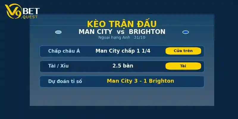 Soi kèo Man City vs Brighton 31/10: Nhận định vòng 9 Ngoại hạng Anh 2 Kèo trận đấu Man City vs Brighton