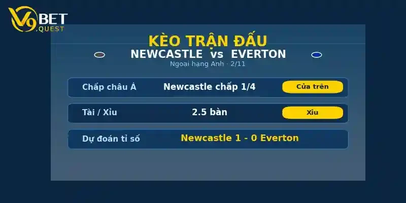 Kèo trận đấu Newcastle vs Everton