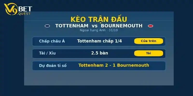 Kèo trận đấu Tottenham vs Bournemouth